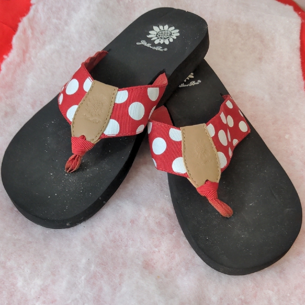 Yellow Box Red and White Polka Dot Sandals